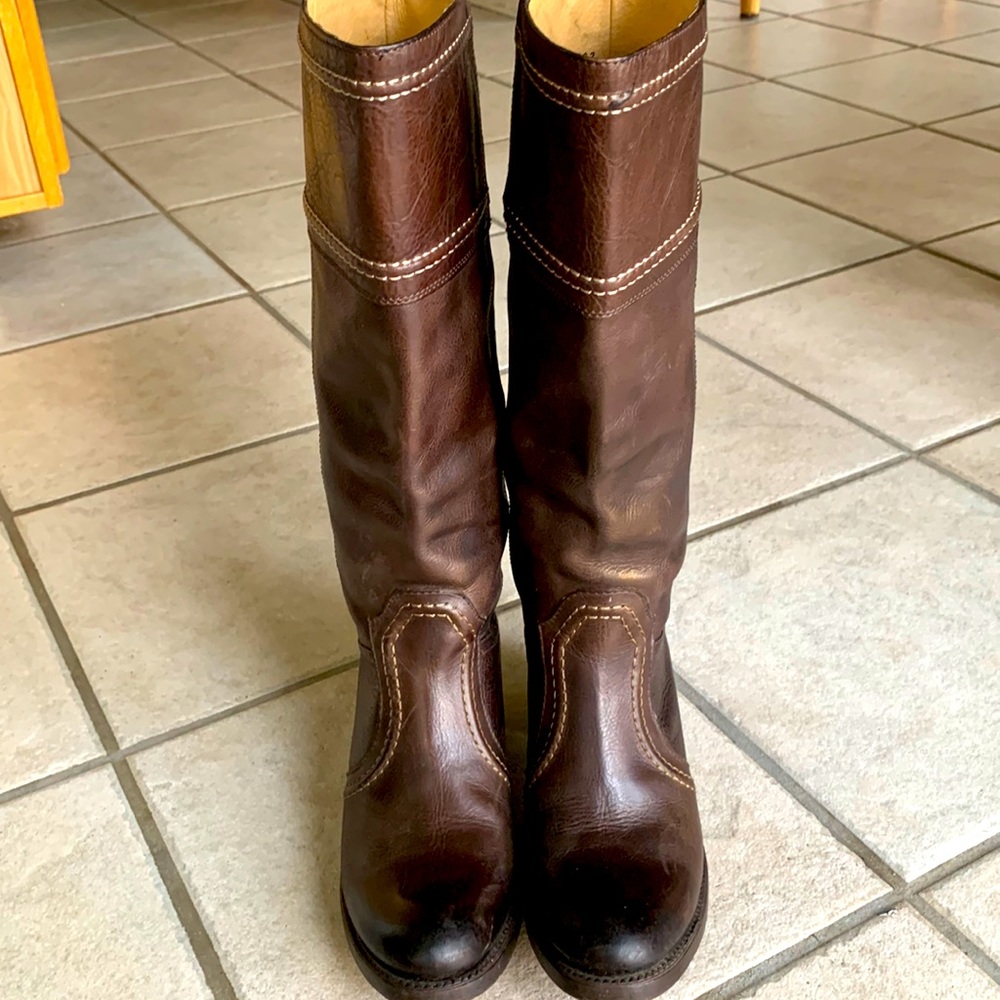Frye 77231 Jane Brown Leather Moto Riding Boots